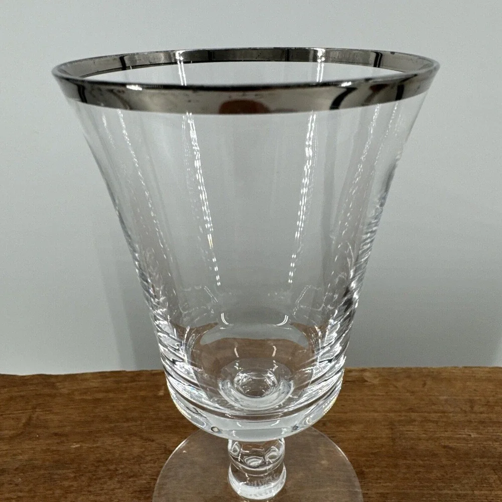 Crystal Sheffield Platinum Trim Water Wine Glass Fostoria‎ MCM 4.75
